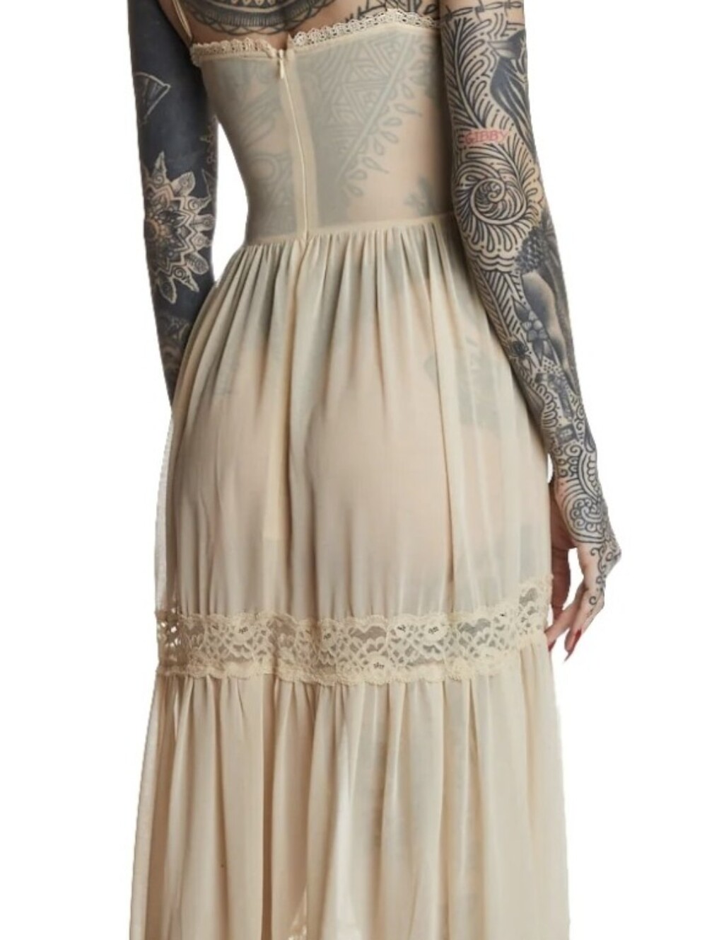 ✨️NWT✨️ Dolls Kill Widow Cream Starless Sky Chiffon Maxi Dress - Picture 6 of 6